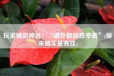 玩家辅助神器：“德扑翻前胜率表”(原来确实是有挂)