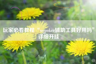 玩家必看教程“wepoker辅助工具好用吗”详细开挂 玩家必看教程“wepoker辅助工具好用吗”详细开挂