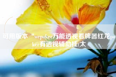 可用版本“wepoker万能透视看牌器红龙poker有透视辅助挂(太