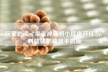 玩家必读“求雀神麻将小程序开挂app	”科技辅助神器手机版