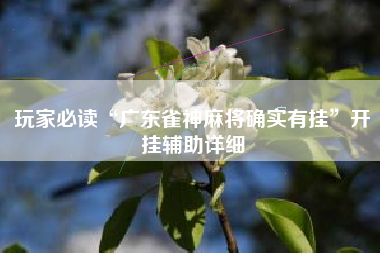玩家必读“广东雀神麻将确实有挂”开挂辅助详细