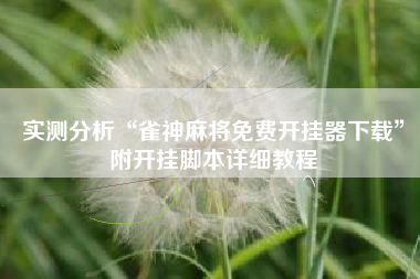 实测分析“雀神麻将免费开挂器下载”附开挂脚本详细教程