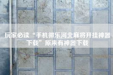 玩家必读“手机微乐河北麻将开挂神器下载”原来有神器下载