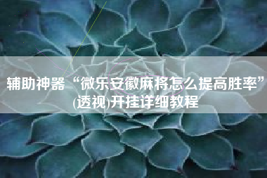 辅助神器“微乐安徽麻将怎么提高胜率”(透视)开挂详细教程