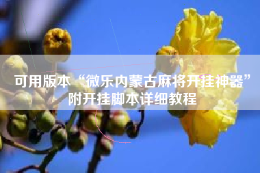 可用版本“微乐内蒙古麻将开挂神器”附开挂脚本详细教程