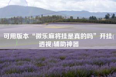 可用版本“微乐麻将挂是真的吗	”开挂(透视)辅助神器