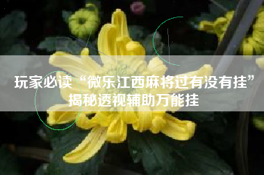 玩家必读“微乐江西麻将过有没有挂	”揭秘透视辅助万能挂