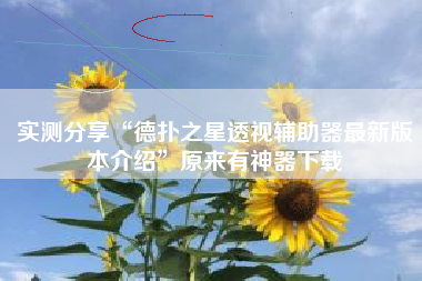 实测分享“德扑之星透视辅助器最新版本介绍	”原来有神器下载