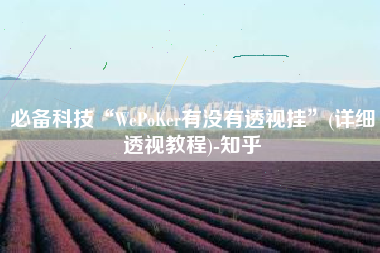 必备科技“WePoKer有没有透视挂”(详细透视教程)-知乎