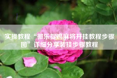 实操教程“微乐捉鸡麻将开挂教程步骤图”详细分享装挂步骤教程