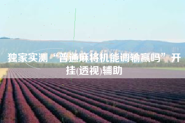 独家实测“普通麻将机能调输赢吗”开挂(透视)辅助
