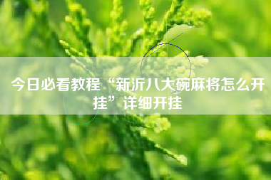 今日必看教程“新沂八大碗麻将怎么开挂”详细开挂