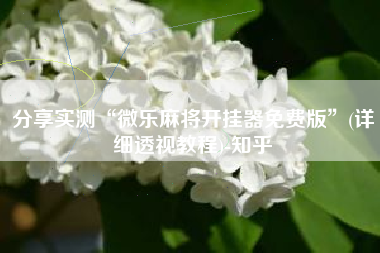 分享实测“微乐麻将开挂器免费版	”(详细透视教程)-知乎