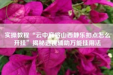 实操教程“云中麻将山西静乐扣点怎么开挂	”揭秘透视辅助万能挂用法