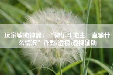 玩家辅助神器：“微乐斗地主一直输什么情况”作弊(透视)透视辅助