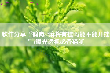 软件分享“鹤岗52麻将有挂吗能不能开挂	”(曝光透视必备猫腻