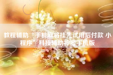 教程辅助“手机麻将挂先试用后付款 小程序”科技辅助神器手机版