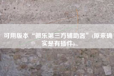 可用版本“微乐第三方辅助器”(原来确实是有插件)