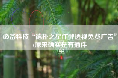 必备科技“德扑之星作弊透视免费广告	”(原来确实是有插件