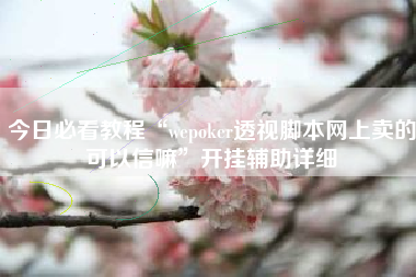 今日必看教程“wepoker透视脚本网上卖的可以信嘛	”开挂辅助详细