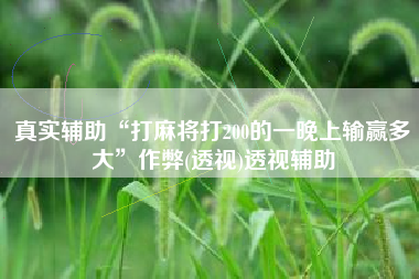 真实辅助“打麻将打200的一晚上输赢多大	”作弊(透视)透视辅助