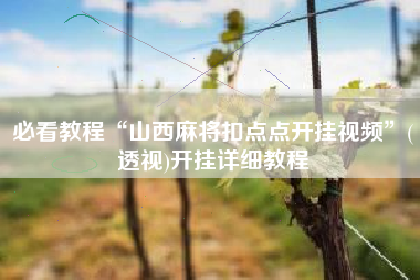 必看教程“山西麻将扣点点开挂视频	”(透视)开挂详细教程