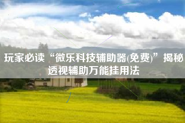 玩家必读“微乐科技辅助器(免费)	”揭秘透视辅助万能挂用法