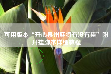 可用版本“开心泉州麻将有没有挂	”附开挂脚本详细教程