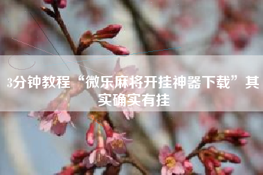 3分钟教程“微乐麻将开挂神器下载”其实确实有挂