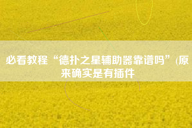 必看教程“德扑之星辅助器靠谱吗	”(原来确实是有插件
