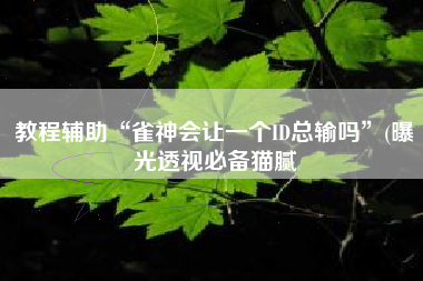 教程辅助“雀神会让一个ID总输吗”(曝光透视必备猫腻