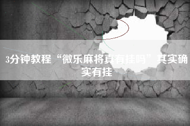 3分钟教程“微乐麻将真有挂吗”其实确实有挂