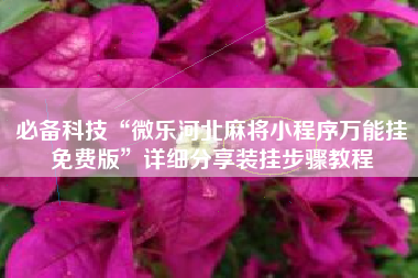 必备科技“微乐河北麻将小程序万能挂免费版	”详细分享装挂步骤教程