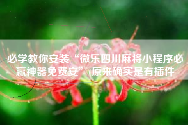 必学教你安装“微乐四川麻将小程序必赢神器免费安	”(原来确实是有插件