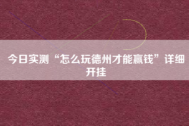 今日实测“怎么玩德州才能赢钱”详细开挂