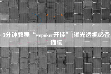 3分钟教程“wepoker开挂”(曝光透视必备猫腻