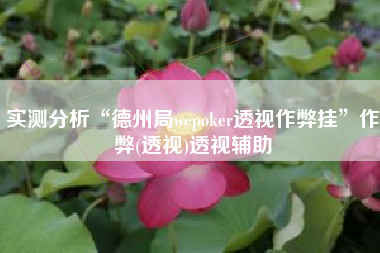 实测分析“德州局wepoker透视作弊挂”作弊(透视)透视辅助
