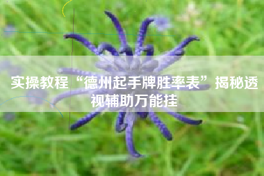 实操教程“德州起手牌胜率表”揭秘透视辅助万能挂