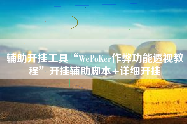 辅助开挂工具“WePoKer作弊功能透视教程	”开挂辅助脚本+详细开挂