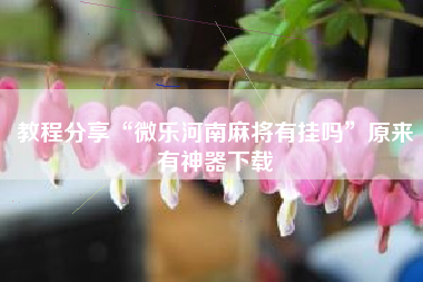 教程分享“微乐河南麻将有挂吗”原来有神器下载