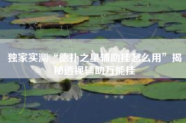 独家实测“德扑之星辅助挂怎么用	”揭秘透视辅助万能挂