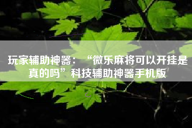 玩家辅助神器：“微乐麻将可以开挂是真的吗”科技辅助神器手机版