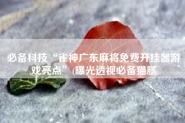 必备科技“雀神广东麻将免费开挂器游戏亮点”(曝光透视必备猫腻