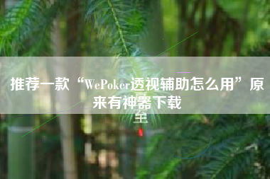 推荐一款“WePoker透视辅助怎么用”原来有神器下载