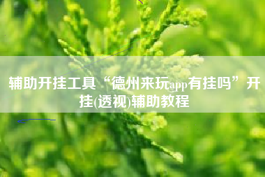 辅助开挂工具“德州来玩app有挂吗	”开挂(透视)辅助教程