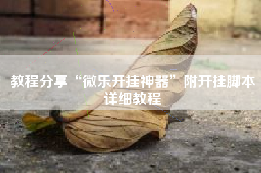 教程分享“微乐开挂神器”附开挂脚本详细教程