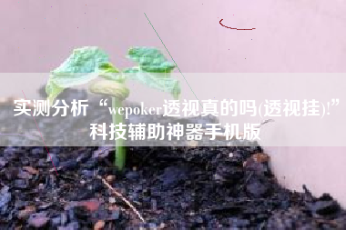 实测分析“wepoker透视真的吗(透视挂)!”科技辅助神器手机版