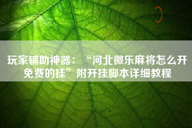 玩家辅助神器：“河北微乐麻将怎么开免费的挂”附开挂脚本详细教程