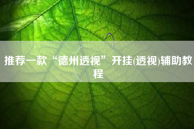 推荐一款“德州透视”开挂(透视)辅助教程
