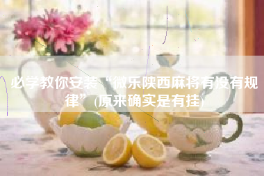 必学教你安装“微乐陕西麻将有没有规律”(原来确实是有挂)